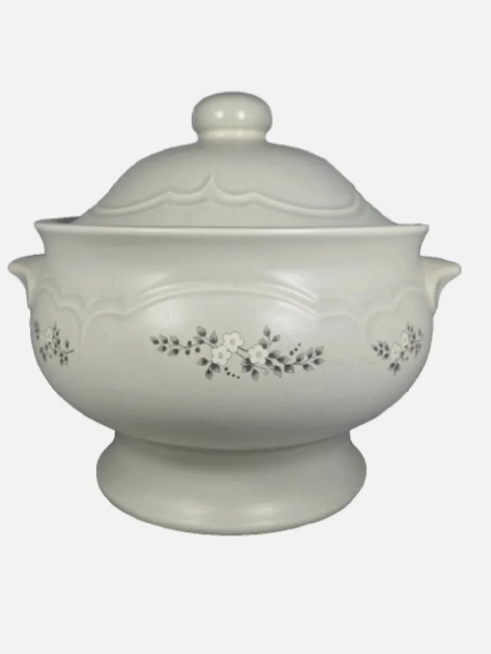 Vintage Pfaltzgraff USA Heirloom Soup Tureen 160 3.5 Qt Stoneware Floral w/ Lid
